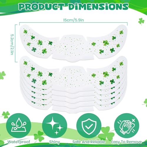 St. Patrick's Day Face Tattoos - 6 Pcs Waterproof Green Shamrock Stickers