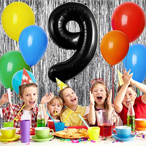 40 Inch Black Number 9 Foil Balloon for Birthday Celebrations