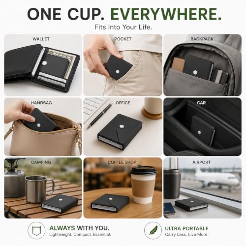 Collapsible Silicone Travel Cup - Wallet Size, BPA Free, Lightweight