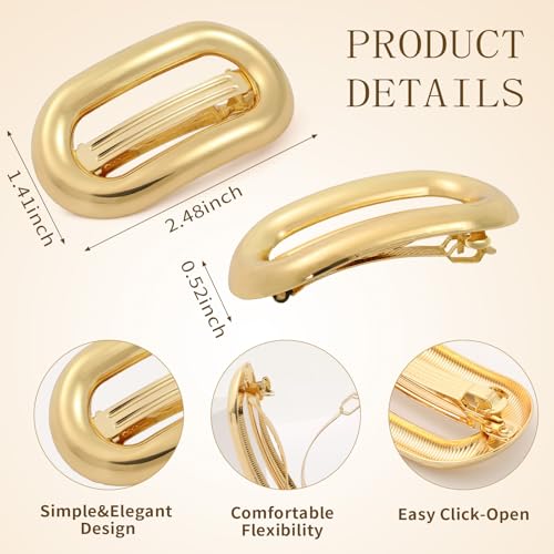 Metal Hair Clips 2-Pack Vintage Gold & Silver French Barrettes
