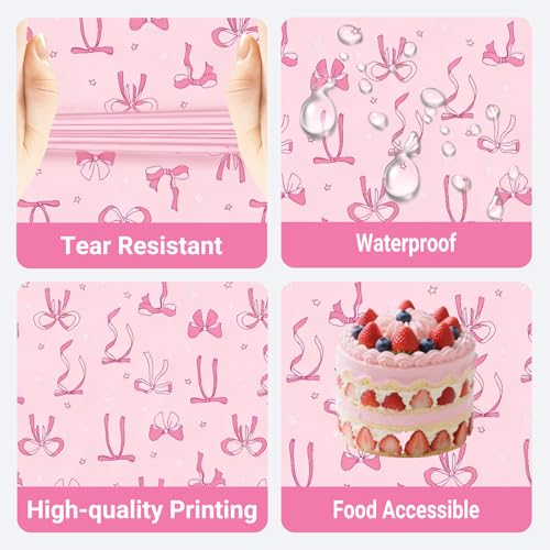 3 Pack Pink Bow Tablecloths - Waterproof Disposable Covers for Parties