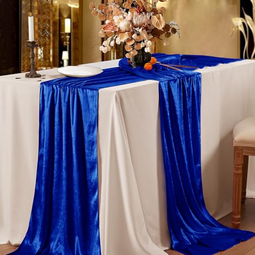 Velvet Table Runner - Royal Blue 20 x 120 Inches Elegant Dining Decor