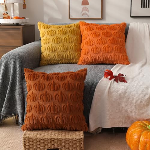 DFXSZ Rust Fall Pillow Covers 18x18 Inch, Soft Plush Set of 2