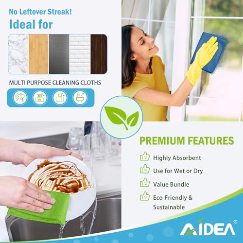 AIDEA Microfiber Cleaning Cloths - 20 Pack Soft & Absorbent Rags