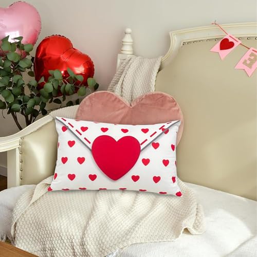 Valentine's Day Pillow Covers Set - Heart Envelope Design, 12x20