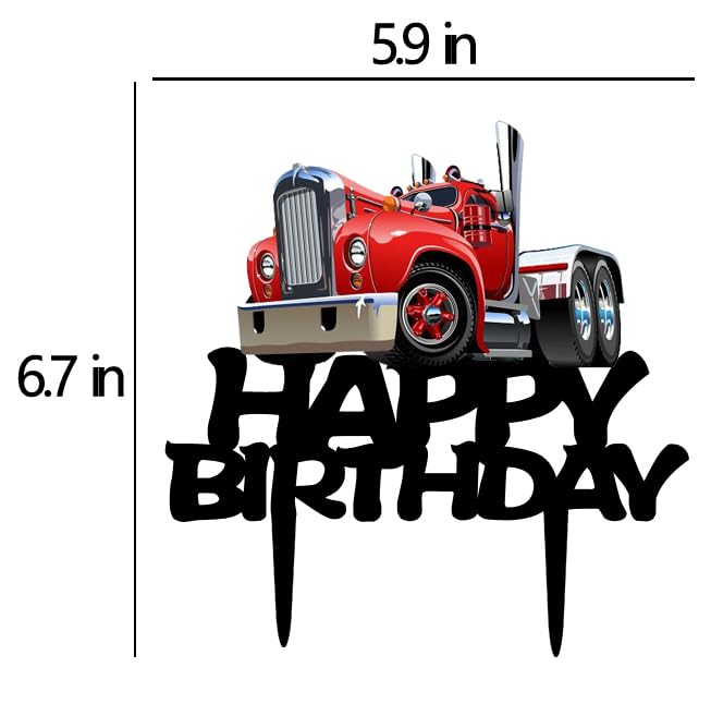 Heavy Truck Cake Topper - Black Acrylic Birthday Decoration