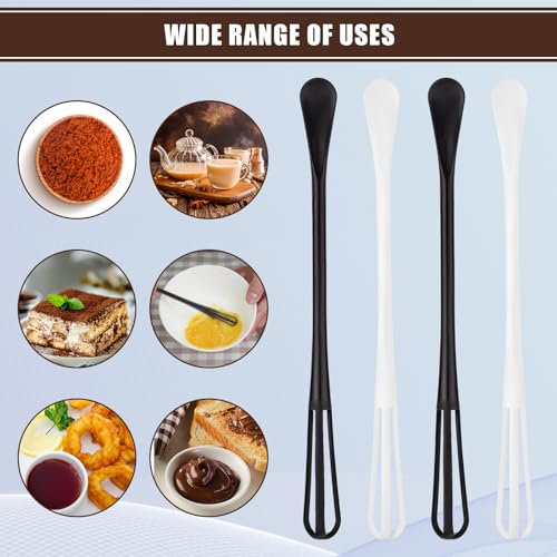 NQEUEPN 6Pcs Mini Plastic Whisks 2-in-1 Small Egg Whisk and Spatula Stirrer