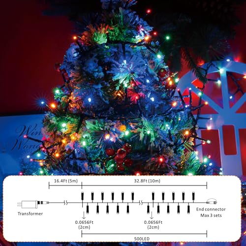 49FT 500 LED Multicolor Christmas String Lights with 8 Modes and Timer