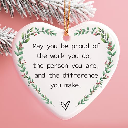 Heart-Shaped Ceramic Thank You Ornament - Appreciation Gift for Women