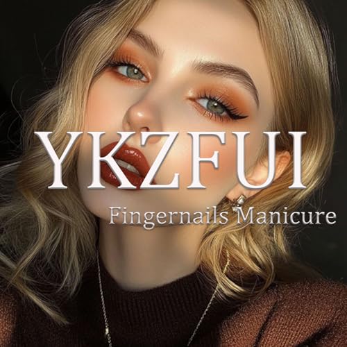 YKZFUI 30pcs Medium Almond Press On Nails with 3D Floral French Design