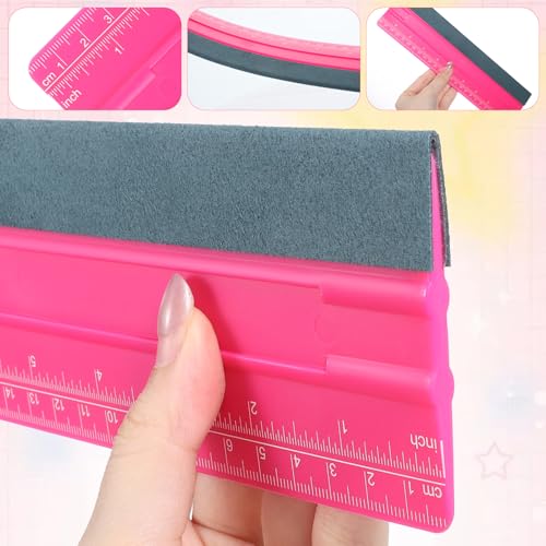 Tweruna 10 Inch Vinyl Squeegee Tool with Ruler - Pink & Black