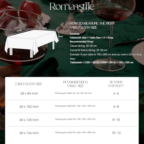 Romanstile Christmas Jacquard Rectangular Tablecloth 60 x 144 Inches - Green Xmas Deer & Tree