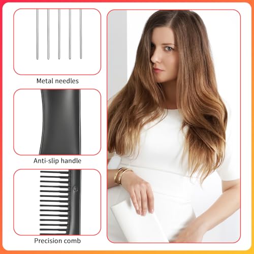 4-Piece Hair Teasing Comb Set Professional Volume Styling Tools with Rat Tail