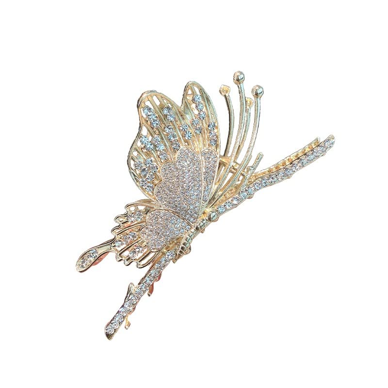 Butterfly Rhinestone Metal Hair Claw Clip Large Nonslip Barrette
