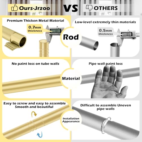 JRZOO Wrap Around Blackout Curtain Rod, 30-45 Inch Adjustable, Gold