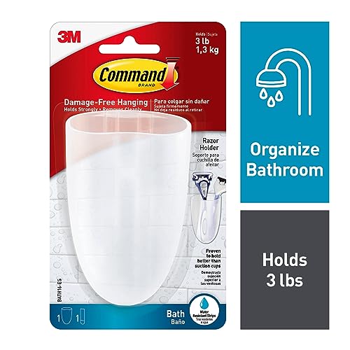 Command Transparent Bath Razor Holder with Water-Resistant Strip