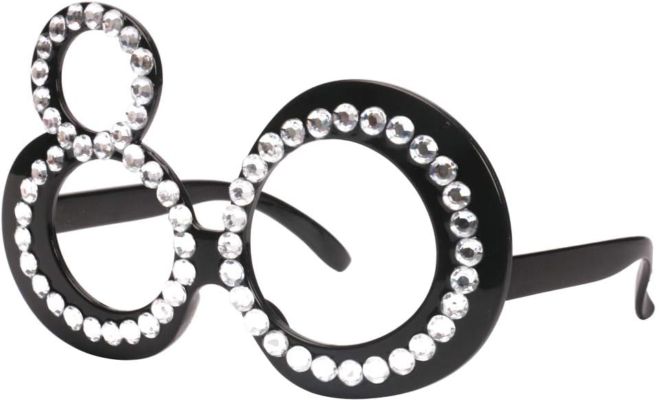 Ocean Line 80th Birthday Glasses - Fun Photo Booth Props for Anniversary | 6-Pack Plastic Frame