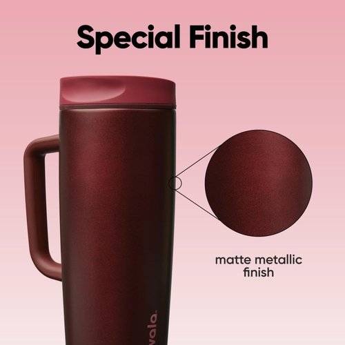 Owala SmoothSip Slider Stainless Steel Insulated Travel Mug with handle, 100% Leak Proof, For Hot and Cold Drinks, Travel Friendly with Sliding Lock Lid, 24 oz, BPA Free, Leak Proof, Black Cherry