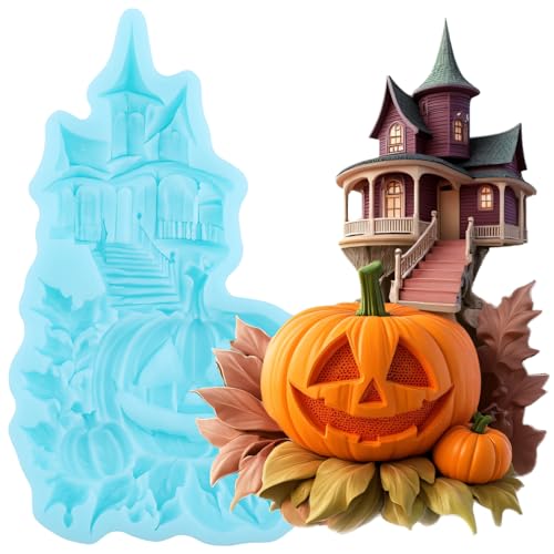 Halloween Fondant Molds - Pumpkin & Haunted House Silicone Mold
