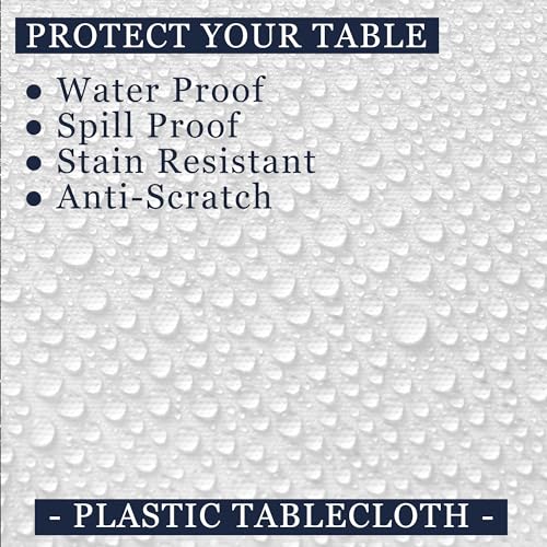 odibo White Disposable Plastic Tablecloths 2 Pack 54" x 108" PEVA