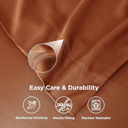 Bedsure Bamboo Pillowcases, Standard Size (20x26), Burnt Orange, Set of 2