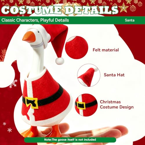 Christmas Desk Goose Outfits Set for 7 Inch Mini Desktop Goose Statue - 3 Styles