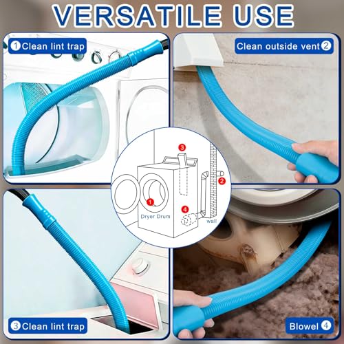 Dryer Vent Cleaning Kit - Flexible Vacuum Hose Attachment for Lint Removal