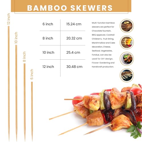 6-Inch Bamboo Skewer Sticks - 100 Count for BBQ & Crafting