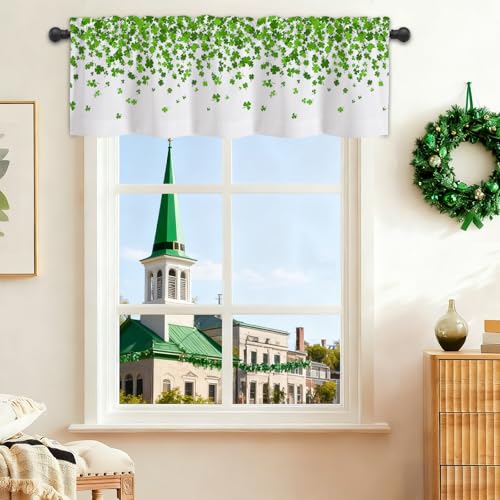St. Patrick's Day Shamrock Window Valance, 54x18 Inch Polyester Curtain