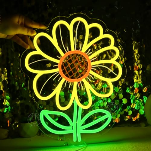 Sunflower LED Neon Light Sign Kids Room Wall Decor - Yellow, Orange, Green