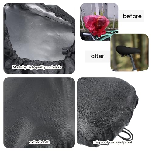 2 Pcs Waterproof Bicycle Seat Cover Bike Cushion Covers Duty Oxford Cloth Rain Cover Dustproof Sun & Wind Protection Bike Seat Covers for E-Bikes City Mountain Bicycle