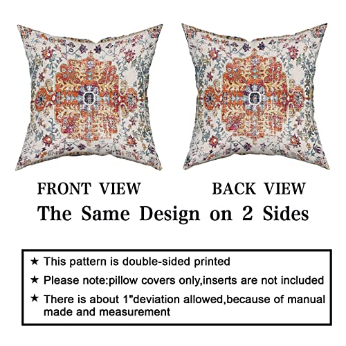 Kawani Boho Carpet Throw Pillow Covers, 18x18 Vintage Ethnic Set of 2