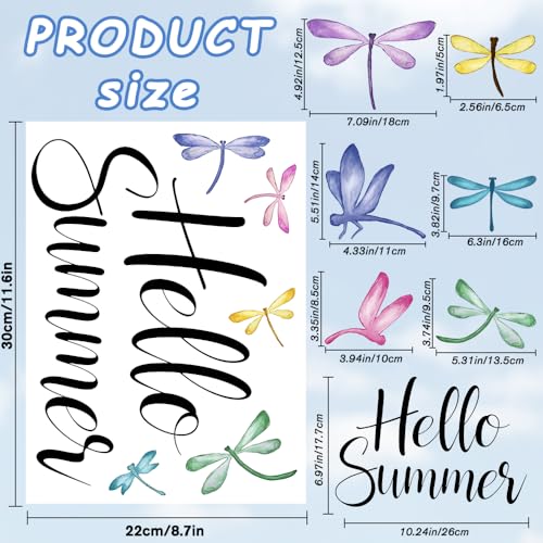 JOICEE 6 Pack Watercolor Dragonfly Window Clings - Removable Summer Decor