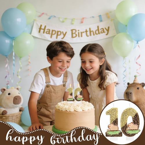 Capybara Birthday Candle Number 10 - Cute Cake Decoration
