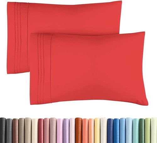 King Standard Pillow Cases by King - Ultra-Soft Hotel Quality | Fade-Free & Wrinkle Resistant - Red, Set of 2