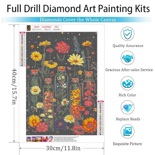 GOUOYANA Vintage Flowers Diamond Art Kit for Adults 12x16in