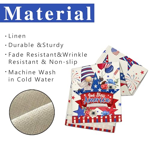 Patriotic 4th of July Table Runner - 72 Inch Linen Decor