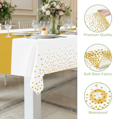 Smiry Disposable Tablecloth 3-Pack, 54x108 Inch Waterproof Plastic Table Cover
