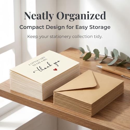XXINMOH 25-Pack Premium Thank You Cards with Envelopes, 350GSM Cardstock