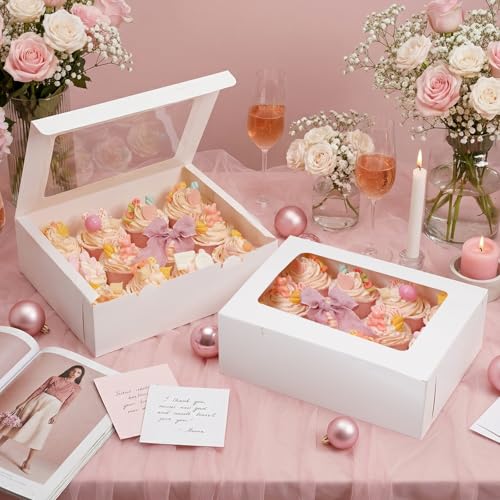 Moretoes Cupcake Boxes with Window - 3PCS, Fits 36 Cupcakes (11.5x9.7x3.5in)