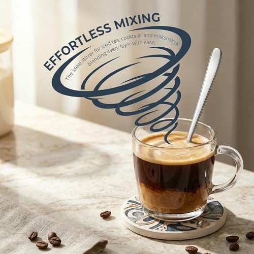 JUNKEBO 4PCS Long Handle Coffee Spoons - 7.1" Stainless Steel Set