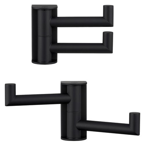 Angle Simple Swivel Towel Hook Matte Black 2 Pack, 304 Stainless Steel Double Robe Hook for Bathroom