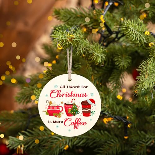 Coffee Lover Christmas Ornament - Wooden 2025 Xmas Gift