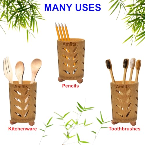Bamboo Toothbrush Holder with Drainage – Eco-Friendly Bathroom Organizer