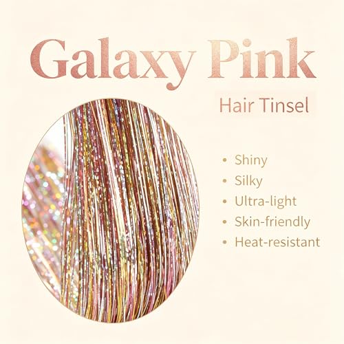 CelineBella Pink Star Gold Clip-In Hair Tinsel 6Pcs Extensions