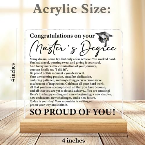 Graduation Gift Acrylic Desk Sign for Masters Degree