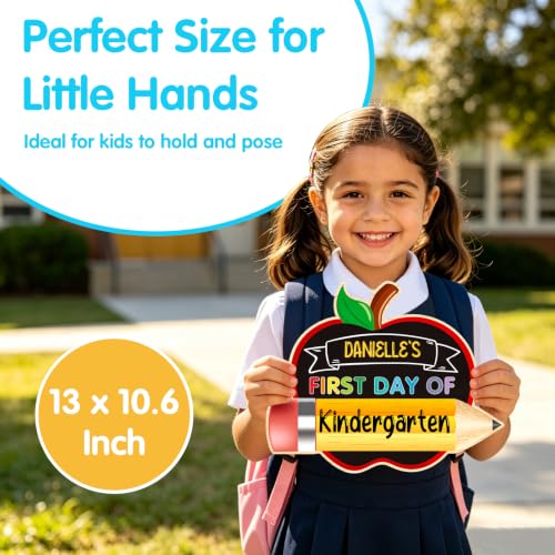 LZPTQ Double-Sided Reusable Apple-Shaped First & Last Day of School Sign 13x10.6"