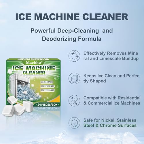 24-Pack Ice Machine Cleaner Tablets - Nickel Safe Descaler for All Brands