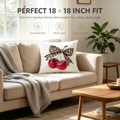 Leopard Cherry Pillow Covers 18x18 - Trendy Decor by AgriFusion Tech