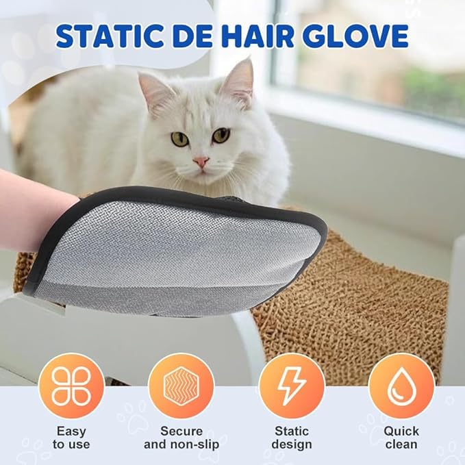 Reusable Pet Hair Remover Gloves for Dogs & Cats - 3 PCS
